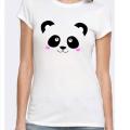 Bear Face Printed White T Shirt For Women. 