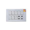 8 Switches+2 China Fitting Board Sockets Plate White For Trendy Walls. 