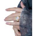 Tin foil texture moonstone fashion cold wind niche design ins high-end light luxury does not fade open ring women. 