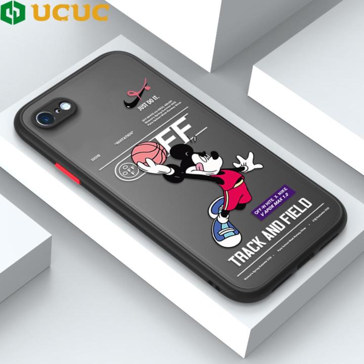 UCUC for iPhone 7 8 SE 2020 SE 2022 Back Cover Basketball Mouse Frosted Transparent Hard Phone Case Thin Shockproof Full Cover Camera Protect Case