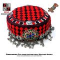 Afghan Turkish Pakistani Traditional Wear Embroidered Cap Topi with Jewellery Tribal Vintage Embroidery. 