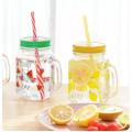 New Arrival 450ml Transparent Fruit Juice Cool Drink Glass Cup Mug Mason Jar Lemon Bottle with Cover Straw Sport Water Bottle. 