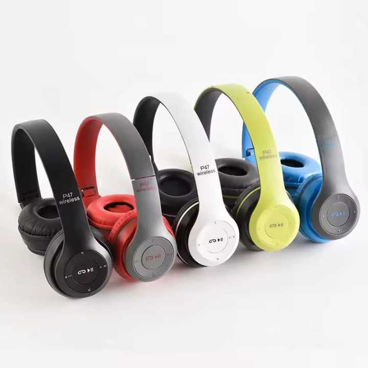 P47 Wireless Over-Ear Headphones with Built-in Microphone, Bluetooth 5.0, Built-in Battery, TF Card Slot, FM Radio, Support for Smartphones, Tablets, Laptops - New