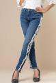 Ignite Womens Side Fringe Slim Fit Jeans - Mid Blue. 