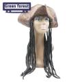 Green forest Pirate Cosplay Hat Soft Halloween Costume Party Adults Pirate Cosplay Cap. 