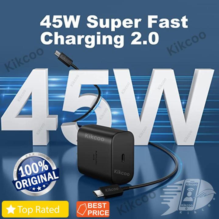 100% Original Samsung 45W 2.0 Super Fast Charger with Type C to Type C Cable (Global Certified Charger) Pd Charger For all Mobile Phone S8 Ultra, Note20 Ultra, Note10 Plus, S22 ultra Galaxy S10 / S10E / S10+