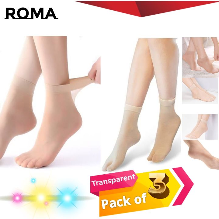 Pack of 3 & 5 Transparent Skin Colors Socks for Women and Girls