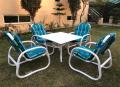 PVC outdoor chairs with fiber 3by3 table. 