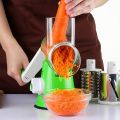 Vegetable Slicer Manual Kitchen Grater Vegetable Chopper 3 in 1 Round Mandolin Cutter Potato Spiralizer Household Gadgets NOTE random color will be delivered. 