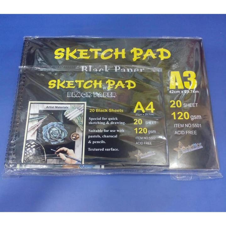 Sketch pad BLACK PAPER A4 size / 20 Black sheets