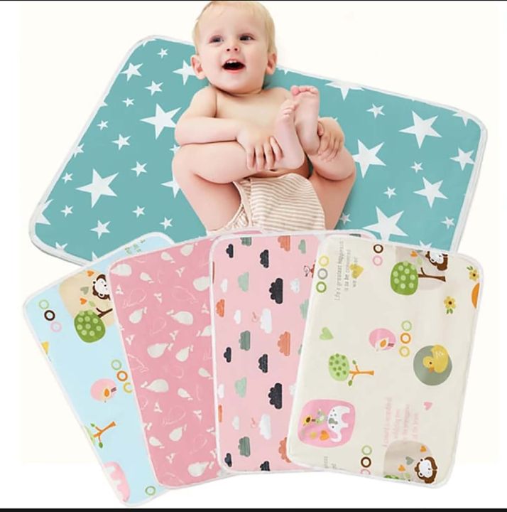 babylove MiniMe 3 Pcs Infant Baby Diaper Changing Mat Bed Protector Waterproof Urineproof Baby Godri Sojni Cotton With Foam Sheet with Plastic Back Baby Accessories