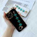 DEL for Samsung Galaxy M33 5G Back Cover with 3D Love Heart Wristband Chain Fashion Bracelet Shiny Plating Phone Case Soft Silicone Protective Cover. 