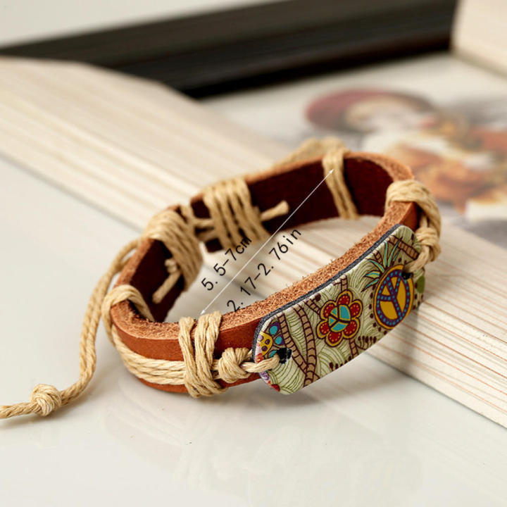 Leather Macrame Bracelet Customizable Adjustable 5.5-7cm Rope Bracelet Handcrafted Woven Bracelet for Fashion Accessory Gift Item Women's Jewelry Casual Wear Craft Markets