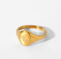 Stylish 18K gold-plated waterproof stainless steel ZODIAC12 Astrology Ladies & Men Gold Seal ring. 
