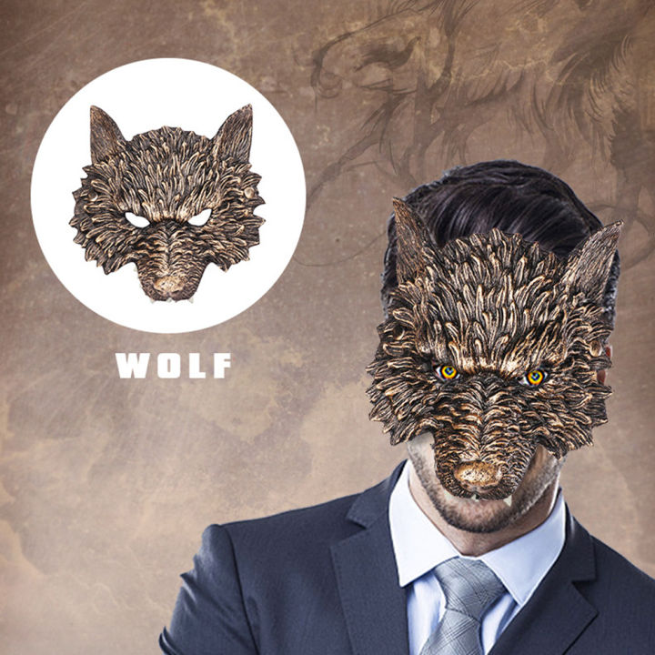 Wolf Half Face Mask Cosplay Costume Masquerade Mask Gold Wolf Mask Half Face Mask For Props Kids Adult Headgear