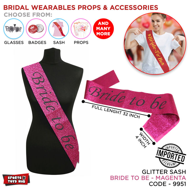 Bride To Be, Bridal Shower & Miss & Mrs Wearables, Props & Accessories Collections Set Sash Bachelor Party Sash Bridal Shower Hen, Glasses, Tiyara, Badges Party Wedding Decorations For Team Bride Theme For Friend OR Sister Brides Maids Weddings Lkq47nWf