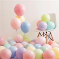 Happy Birthday Cute Macroon Theme With Pink Happy Birthday Banner , Pastal Colors Light Baby Colors Balloons & 5 Jumbo Macroon Balloons All Pastal Colors Theme. 