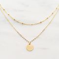 Simple Double-deck Gold Wafer Pendant Necklace Charming Women's Collarbone Chain Choker Necklace Female Party Jewelry Girl Gifts. 