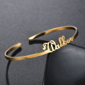 Customized Nameplate Name Bracelet Personalized Custom Cuff Bangles Women Men Rose Gold Stainless Steel Jewelry. 