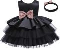 Baby Girl Ruffle Party Wedding Flower Girl Dress – Elegant Silk & Net Dress (Newborn to 4 Years)  Cute Princess Outfit. 