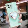For Xiaomi Mi 11 Lite Cover with Makeup Mirror Shiny Plating Square Bumper Girls Phone Case Soft TPU Silicone Shockproof Protective Back Cover. 
