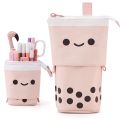 Standing Milk Tea Pencil Case Cute Telescopic Pen Holder Stationery Pouch Pen Box for School Students Office Supplies Pencil Bag. 