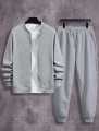 Manfinity Men's Zippered Warm Lined Sweatshirt and Trouser Two Pieces Set. 
