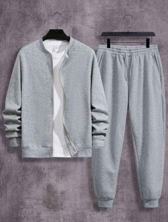 Manfinity Men's Zippered Warm Lined Sweatshirt and Trouser Two Pieces Set