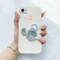 OPPO F7 Fashion 3D Disney Mickey Minnie Mouse MakingUp Mobile Phone  Casing Mirror Diamond Bow Case Girl Women Len Protect Silicone Shockproof Soft Back Cover. 