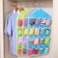 16-Pocket Over The Door Hanging Organizer - Clear Shoe Rack Bag for Closet, Bedroom, Bathroom - Space Saving Storage for Shoes, Accessories, Toys, Supplies - Durable Fabric with Clear Pockets. 