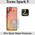 2Pcs Tecno Spark 5 Back Matte Protector Soft Skin Sheet Soft Film Protector For Tecno Spark 5. 