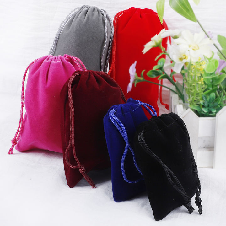 10 pcs/lot 5x7cm 7x9cm 9x12cm 10x15cm Coloful Velvet Pouches Jewelry Packaging Display Drawstring Packing Gift Bags & Pouches