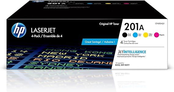 HP 201A Black, Cyan, Magenta, Yellow Toner Cartridges (4-pack) | Works with HP Color LaserJet Pro M252, HP Color LaserJet Pro MFP M277 Series | CF400AQ1 Certified by Asian Traders with Returned warranty
