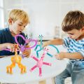 Telescopic Giraffe Suction Cup Toy, (1PC Random Colors) Cute Giraffe Stretch Tube Stress Relief Sensory Toy in Four Different Colors Suction Cup Giraffe Pop Tube Sensor Fidget Toy For Kids, Deformable Sensory Suction Cup Plastic Toy, Suction Robot Toy. 