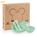 Fadi. Mickey Mouse Kids Plate Baby Food Bowl Set Plastic Wheat Tableware Rice Feeding Bowl. 