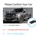 For Peugeot 2008 P24 2020 2021 2022 Frameless Wiper Blades Cutter Windscreen Windshield Cleaning Replacement Accessory 24" 16". 