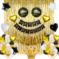Unik 137 Pcs Black, White and Gold happy birthday decoration set  happy birthday banner happy birthday balloons birthday decoration birthday decoration items party decorations birthday accessories theme. 
