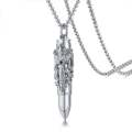 Men Stainless Steel Gothic Bullet Shape Urn Pendant Necklace Memorial Ash Keepsake Cremation Jewellery with 24 inch. 