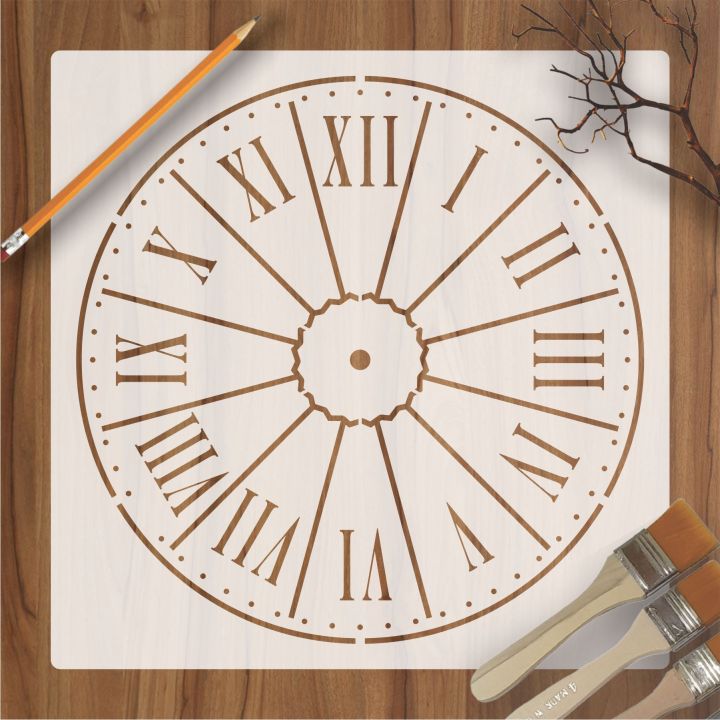 Clock Reusable Stencil For Canvas And Wall Painting