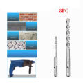 Yfashion 8Pcs/Set Round Shank Alloy Percussion Bit Concrete Wall Drilling ools Models:8 pcs ziplock bag. 