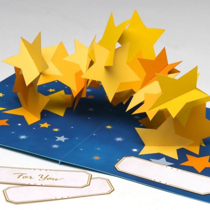 3D Star pop up card (with 1x beautiful envelop) High Quality.
