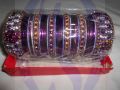 Very Attractive Silver Magenta Colour Bangles Set. 