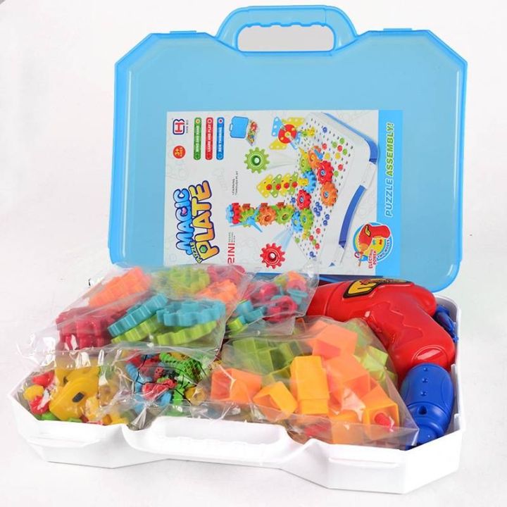 Urban Vendors Create n Play Creativity Assembly 190 + Pieces Puzzle with Cell Operated Drill Machine Screwdriver DIY STEM Educational Construction Set for Kids