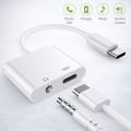 USB Type C to 3.5mm Audio Adapter With Charging Port 2 in 1 Dual Port Aux Headphone Jack Connector For Type-C Models | Earphone Converter Aux Audio Sound Cable With Type-C Charging Jack Headset Splitter Music Converter - High Quality. 