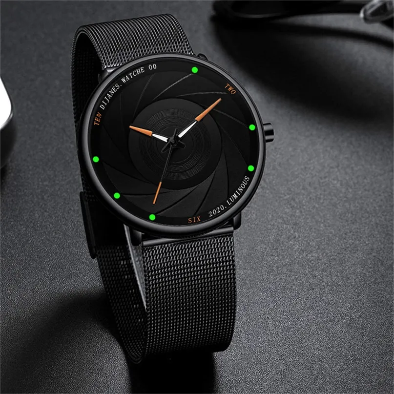 Minimalist Men s Fashion Watches Ultra Thin Stainless Steel Mesh Belt Quartz Wrist Watch Men Casual Leather Clock reloj hombre