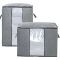Large Foldable Storage Bag Organizer Clothes Storage Container for Blanket Comforter Clothing Bedding with Durable Handles, Grey. 