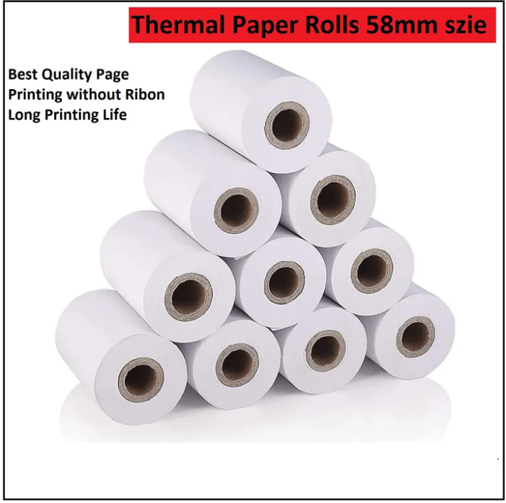 Portable 58mm Mobile Thermal Receipt Printer Paper Roll / Mini Portable Bluetooth + USB Printer 58MM Printer Roll/ Paper Roll for Mobile 58mm Mini Thermal Printer Cash Register POS Receipt Paper Roll - 18 Meter (Pack of 15)