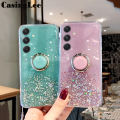 For Samsung A15 case Shiny Ring Glitter Soft Transparent Holder Stand Back Cover with ring Stars Moon Girls Cover For Samsung Galaxy A15 Back Cover Phone cases. 