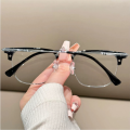Half Frame Glasses Men's Retro Glasses Anti Blue Light Eye Protection Flat Light Glasses. 