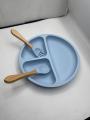 4pcs/set, 100% Silicone Baby Feeding Set 4 in 1, Silicone Divided Suction Plate, Led Weaning Set, Plates And Utensils Set, Tableware, Plate And Spoon, Christmas, Halloween And Thanksgiving Gifts - BPA Free. 